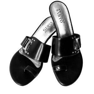 Franco Sarto Leather Slides, Size 7.5M, Black